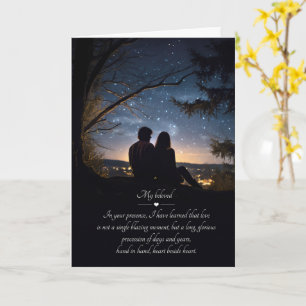 Tarjeta Dulce aniversario Pareja Silueta Cielo nocturno