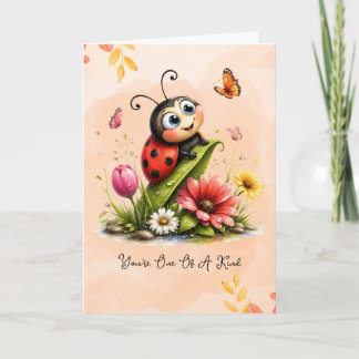 Tarjeta Dulce Arte de Mariquita Colorida "Único"