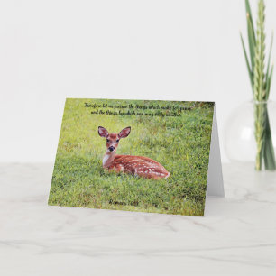 Tarjeta Dulce bebé ciervo Fawn Art Bible Verse Card