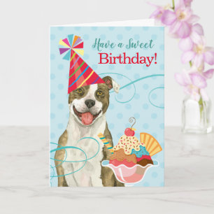 Tarjeta Dulce Birthday Pit Bull Terrier