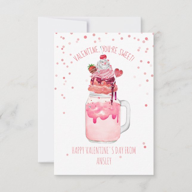 Tarjeta Dulce Candy Milkshake Classroom Valentine Photo (Anverso)