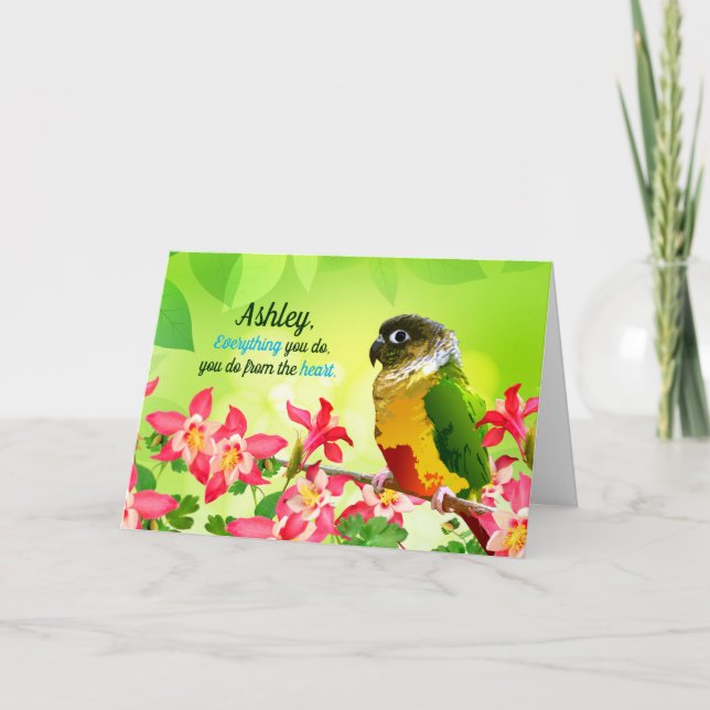 Tarjeta Dulce Columbine Conure Mascota Gratitud De Ave Ben (Anverso)
