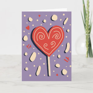 Tarjeta Dulce Corazón de Piruleta Retro