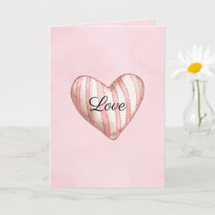 Tarjeta Dulce Corazón Rosa Rayado Amor