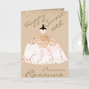 Tarjeta Dulce cumpleaños 16 de Girly Rosa Gold Personaliza