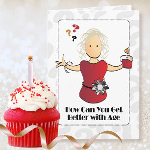 Tarjeta Dulce Cumpleaños 80 Lindo Cartoon Humorístico Feme