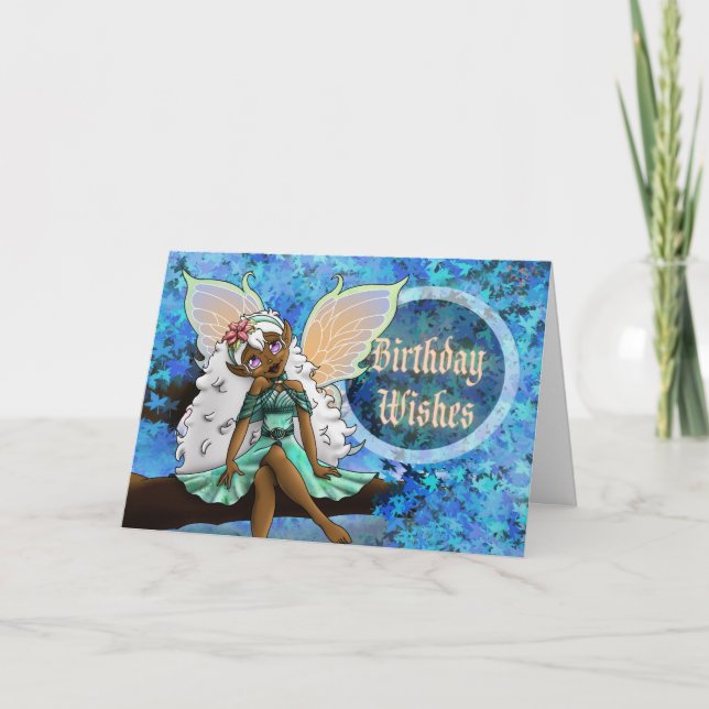 Tarjeta Dulce cumpleaños de hadas africanas (Anverso)