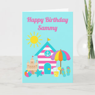 Tarjeta Dulce Cumpleaños de Verano de Niños en la Playa