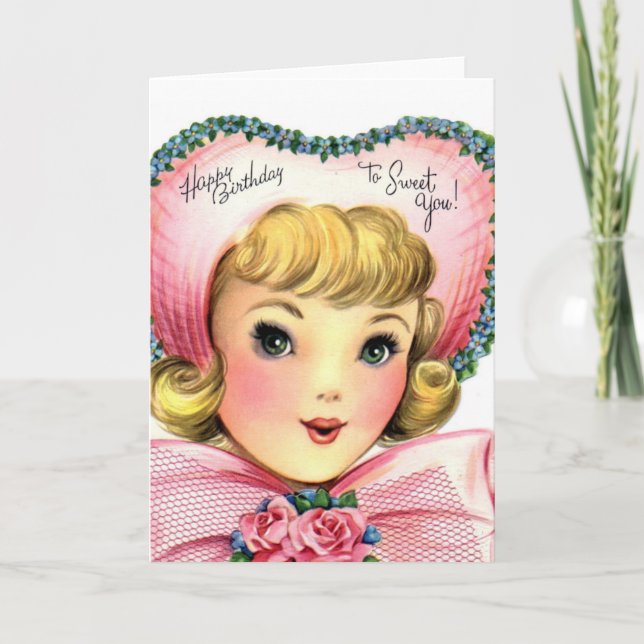 Tarjeta Dulce cumpleaños en rosa (Anverso)