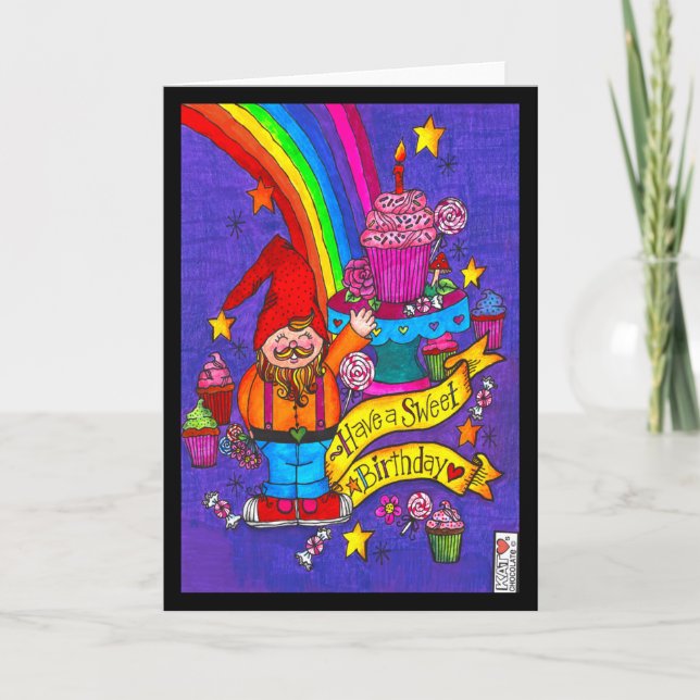 Tarjeta Dulce cumpleaños Gnomie (Anverso)