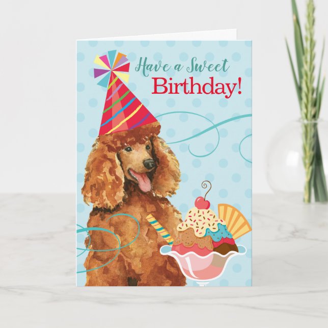 Tarjeta Dulce cumpleaños Poodle (Anverso)