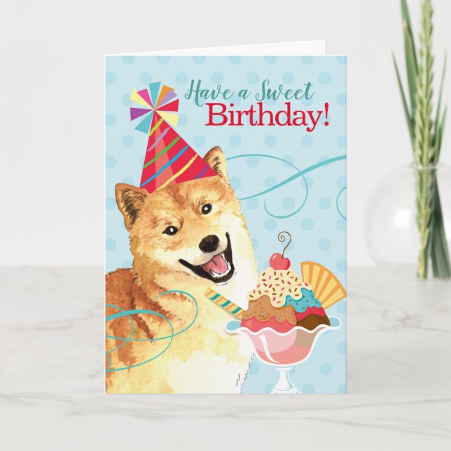 Tarjeta Dulce cumpleaños Shiba Inu (Anverso)