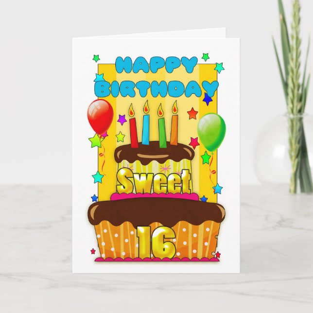 Tarjeta dulce de 16 cumpleaños con velas - feliz 16 b (Anverso)