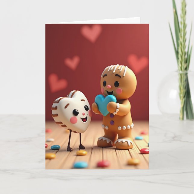 Tarjeta Dulce de Amor de Pan de Jengibre (Anverso)