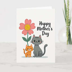 Tarjeta dulce de día de la madre para felinos