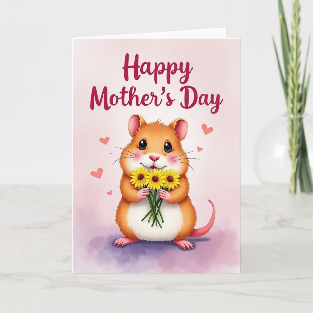 Tarjeta dulce de Día de la Madre para roedor (Anverso)