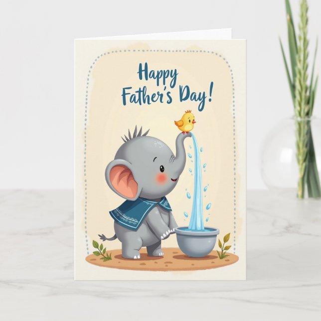 Tarjeta dulce de Día del Padre para elefante bebé (Anverso)