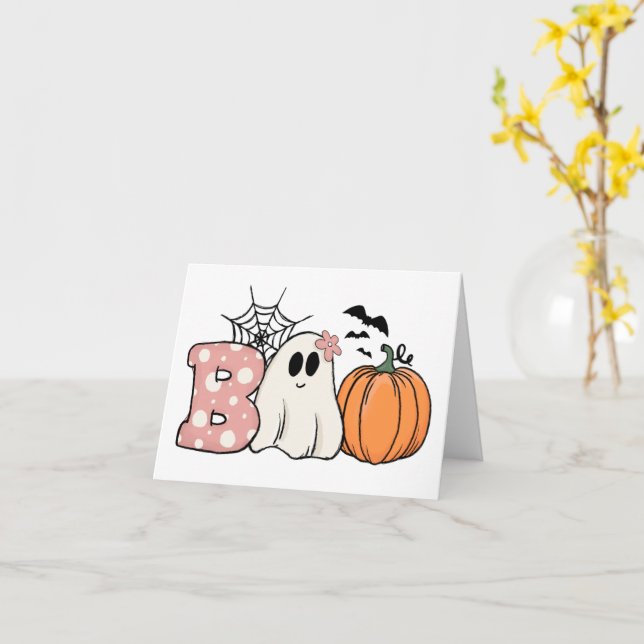 Tarjeta Dulce de Halloween Fantasma Calabaza Murciélagos T (flor amarilla)