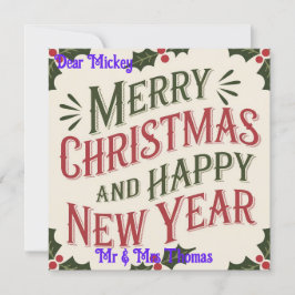 Tarjeta dulce de Navidad y Año Nuevo vintage