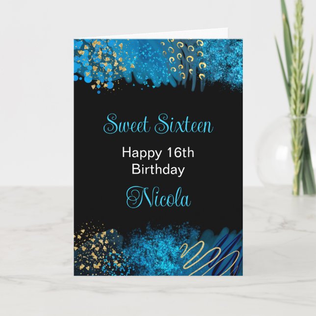 Tarjeta Dulce de tinta azul de alcohol 16 (Anverso)
