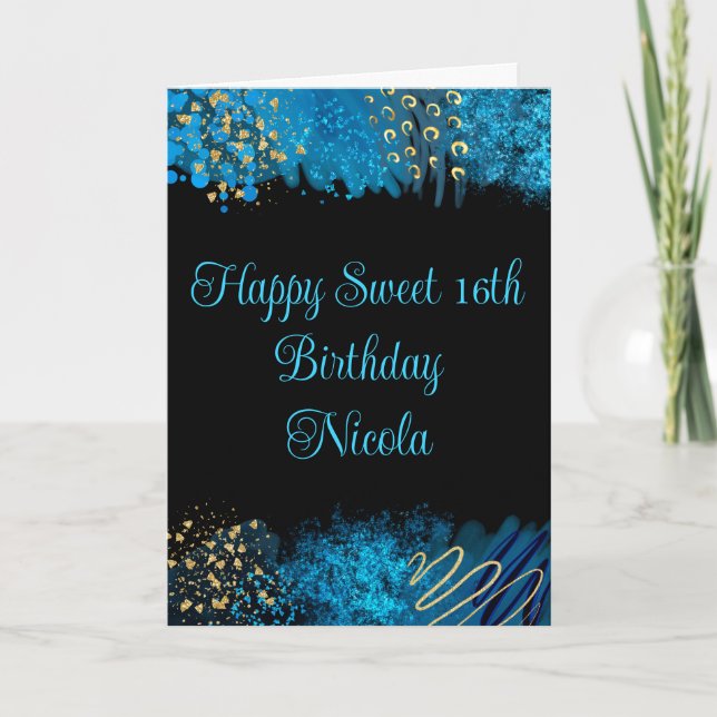 Tarjeta Dulce de tinta azul de alcohol 16 (Anverso)