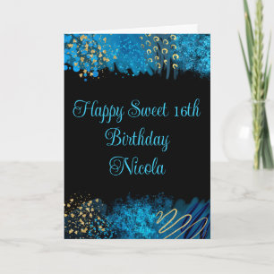Tarjeta Dulce de tinta azul de alcohol 16