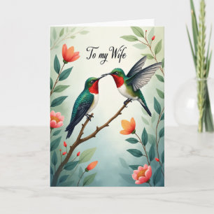 Tarjeta dulce del día de la madre de pájaros rubí