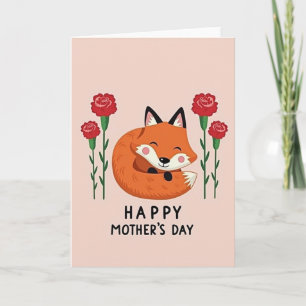 Tarjeta dulce del día de la madre de zorro