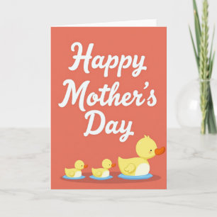 Tarjeta dulce del día de la madre familia de patos