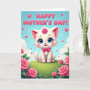 Tarjeta dulce del día de la madre gato Rosa