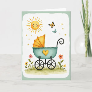 Tarjeta dulce del Día del Padre con Carruaje Verde