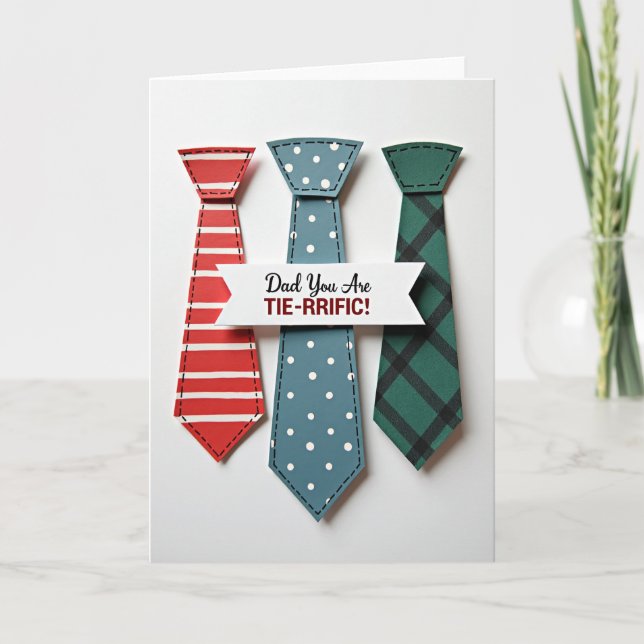 Tarjeta Dulce del Día del Padre con Corbata Carmes (Anverso)