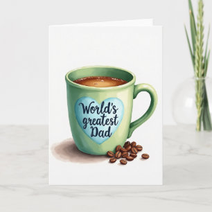 Tarjeta dulce del Día del Padre con salvia y taza