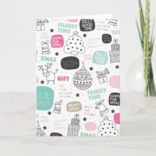 Tarjeta dulce del doodle del navidad lindo (Anverso)