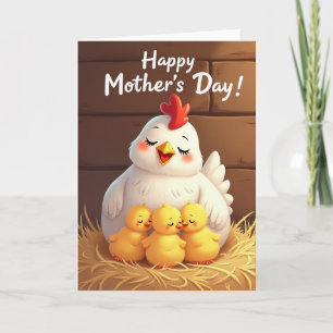 Tarjeta Dulce Día de la Madre Gallina y Pollitos
