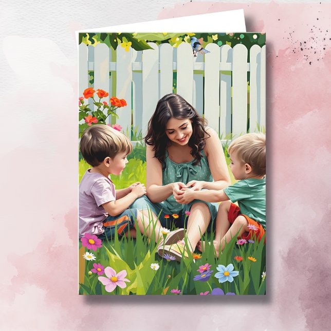 Tarjeta Dulce Día de la Madre | Mamá y niños (Subido por el creador)