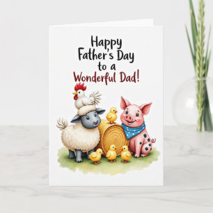 Tarjeta Dulce Día del Padre Animales de Granja