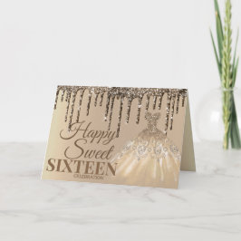 Tarjeta Dulce dulce de las gafas de Purpurina de oro de Gl