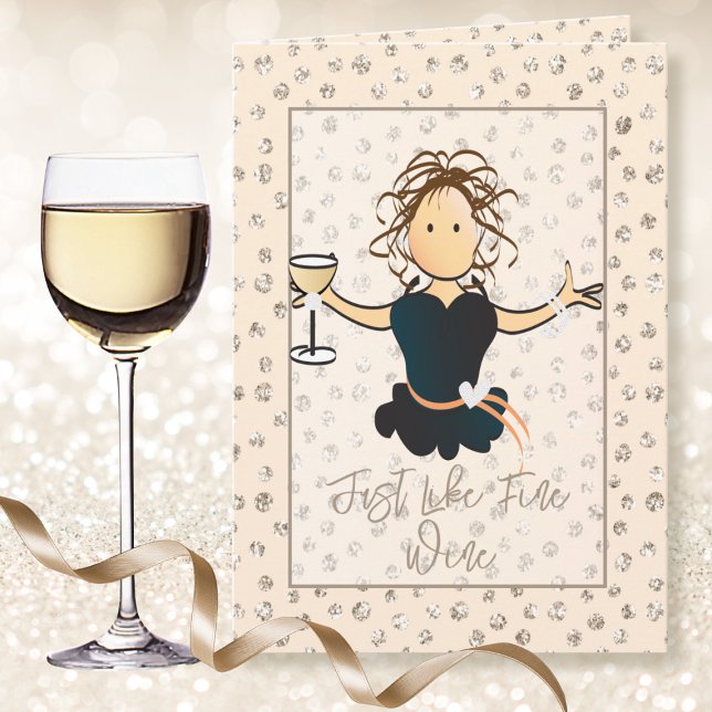 Tarjeta Dulce dulce Girly Peach Purpurina Vino fino Cumple (Subido por el creador)