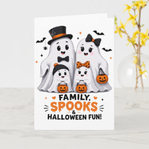Tarjeta Dulce familia de fantasmas diversión de Halloween
