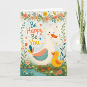 Tarjeta Dulce Familia de Patitos Sé Feliz Sé Tú