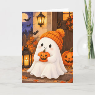 Tarjeta Dulce Fantasma Calabaza Escena de Halloween de Oto