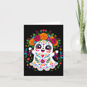 Tarjeta Dulce fantasma de azúcar de día de muertos calaver