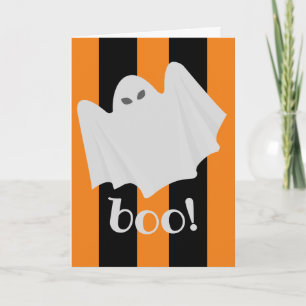 Tarjeta Dulce Fantasma de Halloween Naranja y Negro "Espel