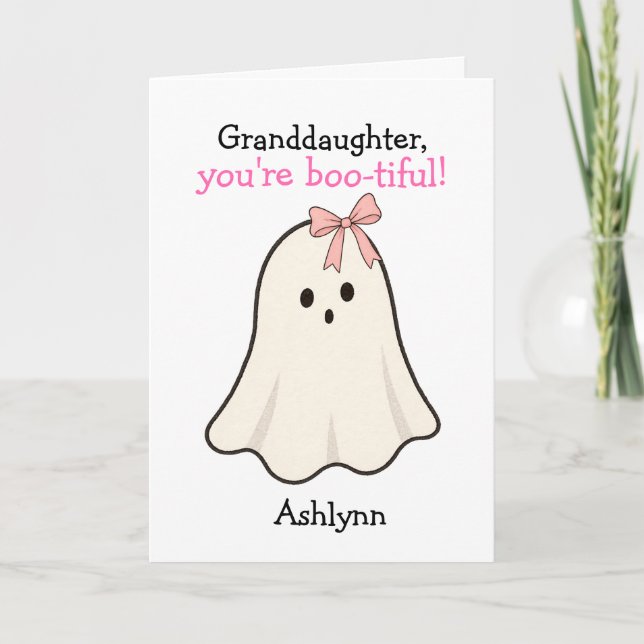 Tarjeta Dulce Fantasma de Halloween para Nieta (Anverso)