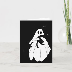 Tarjeta Dulce fantasma de Halloween sosteniendo tres gatos