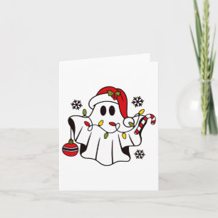 Tarjeta Dulce Fantasma Espeluznante Navidad Sombrero de Sa