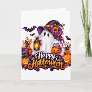 Tarjeta Dulce Feliz Halloween Fantasma – Espeluznante y Co