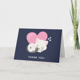 Tarjeta Dulce Gato Gato Gatito Dormido con el corazón Grac