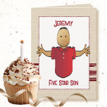 Tarjeta Dulce hijo Personalizado Cinco Estrellas Funny Cum<br><div class="desc">Esta graciosa y linda tarjeta personalizado es una manera dulce de desear a tu hijo un feliz cumpleaños. ¡Hágale saber que es cinco estrellas para ti!</div>